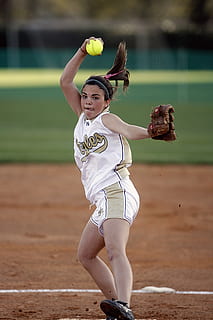 softball, pitcher, pitching, throwing, female, game, competition, player, circle, outdoor, play, sport, team, ballgame, field, glove, extracurricular, uniform, young, action, youth, pony tail, athletic, athlete, competing, one person, real people, full length, baseball - sport, focus on foreground, child, childhood, lifestyles, girls, front view, leisure activity, human arm, baseball - ball, land, playing, day, motion, arms raised, teenager, 2K, CC0, public domain, royalty free