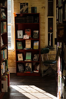 arquitectura, edificio, interior, biblioteca, colegio, educación, publicación, libro, nadie, estante, adentro, material de madera, gran grupo de objetos, comunicación, estante para libros, mesa, texto, arreglo, elección, variación, colección, asiento, abundancia, silla, día, 5K, CC0, dominio público, libre de derechos