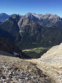 mountain, summit, overview, nature, landscape, hiking, hike, scenics - nature, beauty in nature, mountain range, day, tranquil scene, rock, leisure activity, tranquility, solid, sky, non-urban scene, adventure, environment, real people, rock - object, idyllic, lifestyles, outdoors, formation, 2K, CC0, public domain, royalty free
