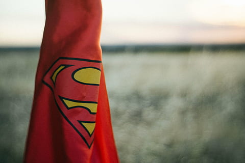 selective, focus photography, red, superman coat, superman, cape, water, focus on foreground, safety, danger, outdoors, close-up, sea, nature, day, human body part, lake, people, communication, beach, body part, sign, sky, land, human limb, 5K, CC0, public domain, royalty free