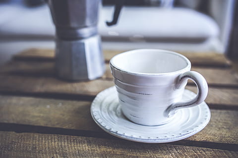 white, ceramic, teacup, saucer, big, cup, coffee, ceramics, tableware, old, nineteenth century, food and drink, drink, mug, coffee cup, refreshment, crockery, table, focus on foreground, coffee - drink, wood - material, still life, close-up, no people, indoors, hot drink, freshness, day, non-alcoholic beverage, tea cup, coffee shop, 5K, CC0, public domain, royalty free