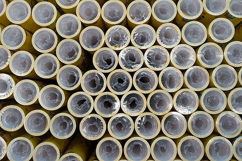 district, pack, pattern, graphically, geometry, triangle, paper roll, poster, packed, blister, full frame, geometric shape, circle, backgrounds, large group of objects, shape, abundance, design, no people, arrangement, still life, close-up, side by side, repetition, indoors, in a row, stack, glass - material, metal, steel, 5K, CC0, public domain, royalty free