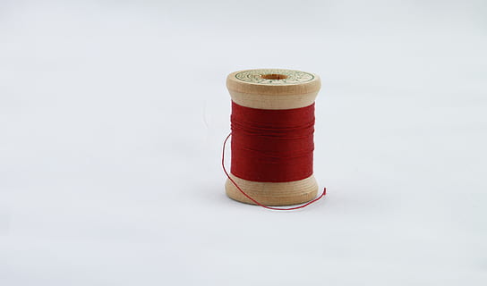 red, thread spool, white, surface, red thread, thread, sew, sewing, vintage wooden spool, spool, wood, wooden, antique spool, antique, vintage, studio shot, art and craft, textile, white background, indoors, no people, wool, sewing item, copy space, material, cotton, craft, ball of wool, still life, cut out, gray, 4K, CC0, public domain, royalty free