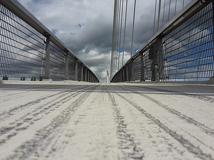 bridge, floating bridge, commit, sky, cloud - sky, architecture, built structure, nature, no people, transportation, the way forward, day, direction, outdoors, surface level, building exterior, city, road, diminishing perspective, sport, bridge - man made structure, office building exterior, 2K, CC0, public domain, royalty free