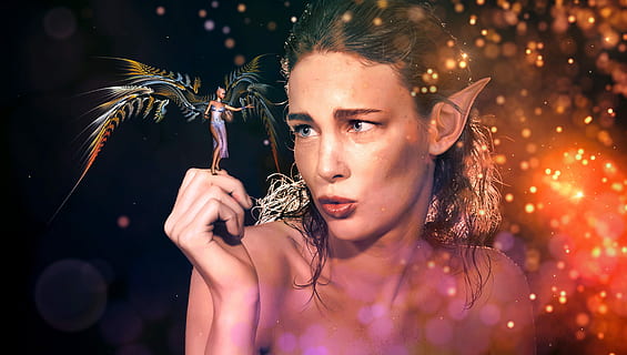 female, nymph, fairy, fantasy, elf, large, small, encounter, fairytale, mythical creatures, fee, beautiful, mood, magic, wing, figure, woman, conjure, fairy tale world, atmosphere, mystical, fairy tales, face, girl, surreal, mysterious, composing, photo montage, dream, fantastic, fantasy picture, scene, atmospheric, romantic, light, sparkle, dust, ears, orange, angel, person, light-essence, viewing, lights, see, one person, night, portrait, headshot, beauty, women, young adult, adult, illuminated, motion, celebration, front view, young women, arts culture and entertainment, hair, beautiful people, beautiful woman, human body part, outdoors, sparkler, sparks, new year's eve, hairstyle, firework - man made object, firework, 4K, CC0, public domain, royalty free