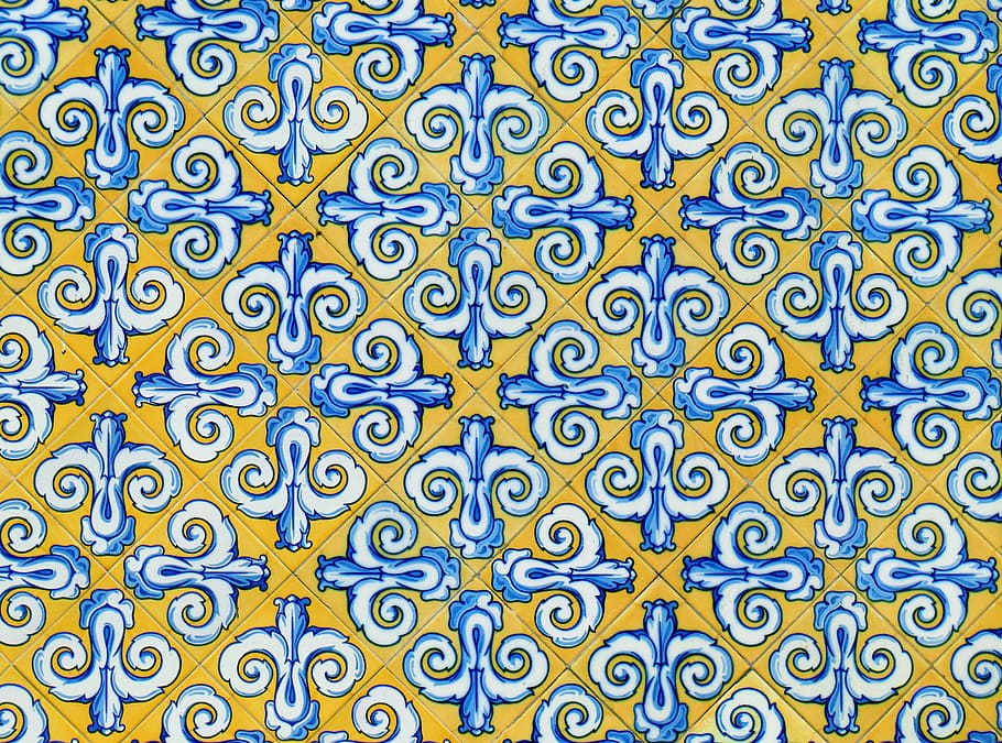 imprimir, paret, fons de pantalla, fons, arquitectura, pis, antic, espanyol, espanya, poble espanyol, patró, blau, marc complet, multicolor, primer pla, groc, gran grup d'objectes, cap gent, forma geomètrica, repetició, disseny, cercle, forma, elecció, art i artesania, resum, ornamentat, abundància, motiu floral, 2K
