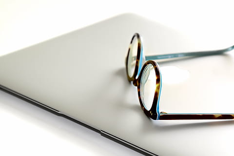 tortoiseshell, framed, eyeglasses, silver macbook, laptop, apple, macbook, computer, browser, research, study, school, business, work, eyewear, document, studio shot, communication, indoors, technology, paper, white background, no people, data, connection, close-up, glasses, wireless technology, publication, reflection, corporate business, personal accessory, 4K, CC0, public domain, royalty free