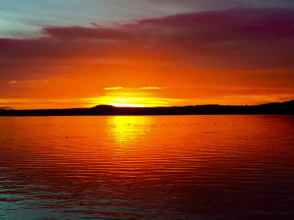 Sunset, Lake, Reflection, Orange, sunset, lake, evening, nature, sea, dusk, sky, water, orange Color, scenics, landscape, sunlight, summer, outdoors, sun, beauty In Nature, tranquil Scene, no People, cloud - Sky, horizon, color Image, horizon Over Water, travel Locations, beach, scenics - nature, tranquility, idyllic, waterfront, silhouette, non-urban scene, dramatic sky, romantic sky, 2K, CC0, public domain, royalty free