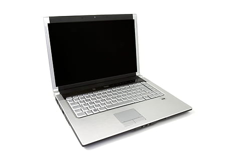 turned-off silver laptop computer, computer, laptop, notebook, screen, monitor, keyboard, white background, technology, cut out, wireless technology, connection, studio shot, computer equipment, single object, communication, white color, copy space, no people, indoors, silver colored, open, computer keyboard, black color, blank, computer key, 720P, CC0, public domain, royalty free
