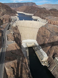 zweven, dam, Nevada, meer mede, hoover dam, waterkracht, brandstof en stroomopwekking, alternatieve energie, ingebouwde structuur, architectuur, water, reisbestemmingen, hoge hoekmening, geen mensen, reizen, dag, natuur, toerisme, vervoer, buitenshuis, hernieuwbare energie, zonlicht, milieubehoud, rivier-, 2K, CC0, publiek domein, royaltyvrij
