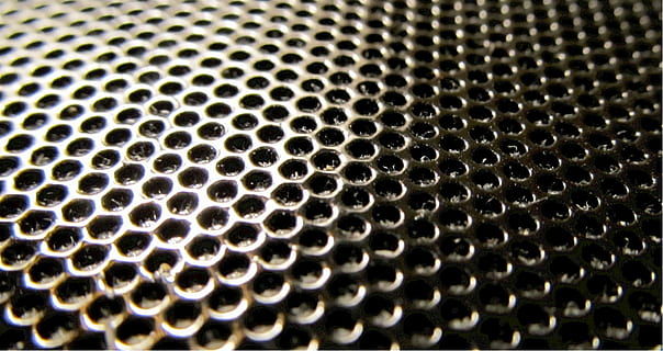pattern, texture, repetitive, hexagonal, holes, design, seamless, metal, geometric, backgrounds, close-up, full frame, repetition, indoors, textured, no people, technology, shape, selective focus, geometric shape, hole, in a row, circle, arts culture and entertainment, hexagon, grid, steel, alloy, silver colored, 1080P, CC0, public domain, royalty free