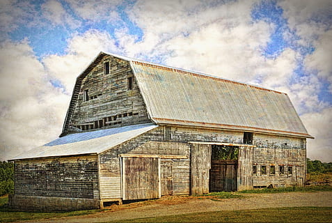 fienile, rustico, fienili, Ohio, arte digitale, rurale, panoramico, nazione, campagna, scenario, capannone, capannoni, azienda agricola, aziende agricole, agricoltura, agricolo, agriturismo, champagne, contea, americana, foto, fotografia, struttura, strutture, Sturgell, William Sturgell, Bill Sturgell, storico, Home decor, edifici, nuvole, cielo, albero, alberi, nuvoloso, cieli, erbacce, contea di champagne, urbana, architettura, struttura costruita, nuvola - cielo, esterno dell'edificio, natura, giorno, nessuno, vecchio, costruzione, Inquadratura dal basso, erba, storia, all'aperto, abbandonato, il passato, corri giù, deterioramento, caratteristica della parete, declino, 4K, CC0, dominio pubblico, privo di copyright
