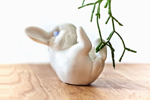 Hare, Easter, Figure, Spring, easter bunny, long eared, rabbit, easter sunday, pet, table, wood - material, food and drink, indoors, no people, healthy eating, still life, art and craft, close-up, animal representation, representation, ceramics, food, creativity, craft, nature, plant, animal, figurine, selective focus, studio shot, 5K, CC0, public domain, royalty free