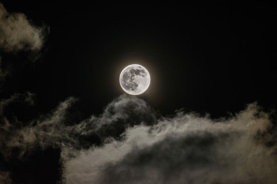 lluna, nit, fosc, llum de la lluna, cel, ple, naturalesa, mitjanit, lunar, brillant, celestial, astronomia, núvols, a l'aire lliure, cloudscape, espai, núvol - cel, lluna plena, cap gent, fons negre, cercle, sol objecte, a l'aire, forma geomètrica, forma, esfera, medi ambient, Lluna planetària, eclipsi, 5K
