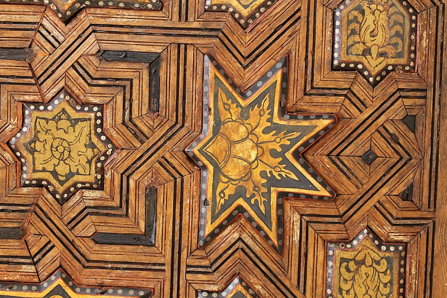 alhambra, Spanien, Granada, vindue, andalusien, palads, mauriske, arabisk, monument, arkitektur, artesonado, mønster, fuld ramme, baggrunde, indendørs, tekstureret, træ - materiale, design, Brun, ingen mennesker, bygget struktur, murbygningsfunktion, Kunst og håndværk, gulve, form, tæt på, håndværk, gammel, loft, dør, udsmykkede, antik, flisebelagt gulv, 4K