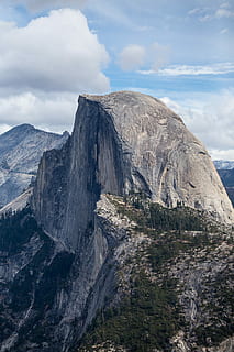 halv dome, yosemite, antenne, Foto, grå, bjerg, klint, klippe, landskab, Sky, himmel, natur, sky - himmel, miljø, bjergtop, skønhed i naturen, udendørs, jord, rock-objekt, scenics - natur, fjern, ikke-urbane scene, ingen mennesker, styrke, dag, ro, formation, høj, 5K, CC0, offentligt domæne, royaltyfrie