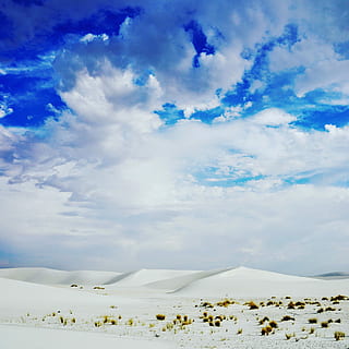Weiß, Wüstenfeld, Wolke, tagsüber, Wüste, Wolken, Himmel, Sand, Düne, White Sands National Monument, Vereinigter Staat, Bürste, Gras, Sonnenschein, Baum, Tag, draussen, szenisch, wolke - himmel, Szenen - Natur, Schönheit in der Natur, Ruhe, ruhige Szene, weiße Farbe, Winter, Natur, kalte Temperatur, Schnee, keine Leute, Nicht-städtische Szene, Umgebung, Landschaft, Berg, idyllisch, Blau, schneebedeckter Berg, 2K, CC0, gemeinfrei, lizenzfrei