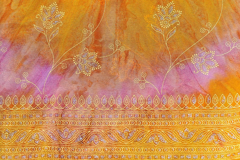 fons, teló de fons, teixit, patró, textura, tèxtil, drap, rosa, taronja, material, estil, floral, oriental, cap gent, art i artesania, color taronja, marc complet, multicolor, groc, creativitat, primer pla, disseny, resum, funció de construcció de parets, vermell, artesania, pintat, paper, motiu floral, 2K