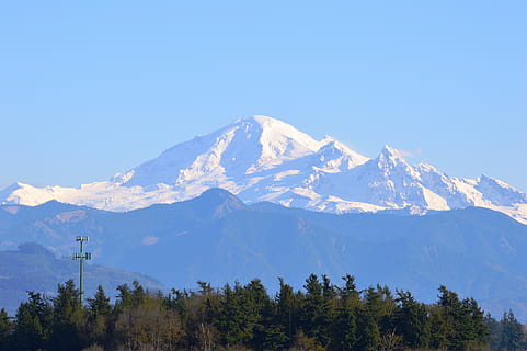 mt baker, mountain, whatcom county, washington, cascade, northwest, tree, scenics - nature, sky, plant, beauty in nature, mountain range, snow, cold temperature, winter, environment, nature, no people, snowcapped mountain, tranquil scene, landscape, tranquility, land, forest, pine tree, outdoors, coniferous tree, mountain peak, pine woodland, 5K, CC0, public domain, royalty free