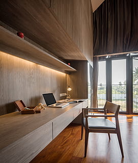 white, laptop computer, brown, wooden, counter, Indoor, Study, Villa, laptop, indoors, wireless technology, luxury, domestic kitchen, domestic room, table, wood - material, no people, furniture, technology, seat, flooring, absence, home interior, day, modern, chair, home showcase interior, home, empty, wood, lighting equipment, ceiling, 1080P, CC0, public domain, royalty free
