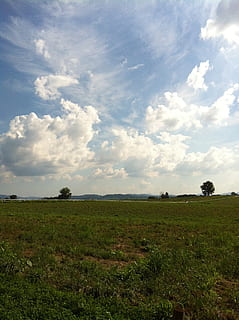 himmel, Sky, vind, sky - himmel, landskab, miljø, Mark, jord, ro, plante, skønhed i naturen, rolig scene, scenics - natur, græs, natur, dag, ingen mennesker, ikke-urbane scene, vækst, træ, grøn farve, udendørs, 2K, CC0, offentligt domæne, royaltyfrie