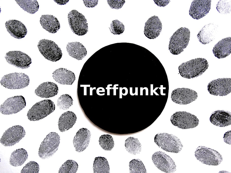 negre, fons, superposició de text de treffpunkt, empremta digital, traces, patró, detectiu, contrastos, dit, estries de dits, únic, daktylogramm, reimpressió, papil·lar, la punta dels dits, baia de dit, marques de dits, punt de trobada, reunió, treball de detectius, cercle, forma geomètrica, forma, a l'interior, disseny, color negre, natura morta, cap gent, primer pla, directament a sobre, comunicació, fons blanc, textura, text, menjar i beguda, esfera, Color blanc, tir de l'estudi, 1080P