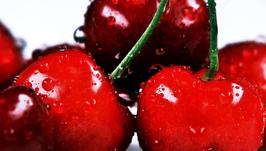 cerejas, fruta, fruta vermelha, cereja, saudável, vermelho, natural, frescura, fresco, orgânico, doce, maduro, brilhante, comida e bebida, Comida, Alimentação saudável, bem-estar, frutos de baga, fechar-se, ninguém, molhado, dentro de casa, morango, tiro do estúdio, natureza, solta, ainda vida, antioxidante, groselha, tentação, 1080P