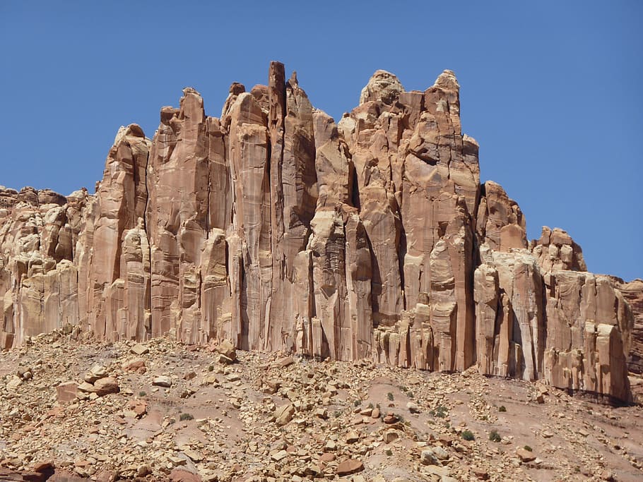 rock, nature, landscape, structure, view, desert, rock - Object, scenics, uSA, sand, famous Place, clear sky, history, sky, the past, solid, rock formation, ancient, travel destinations, day, architecture, geology, no people, travel, physical geography, ancient civilization, low angle view, old ruin, archaeology, outdoors, climate, eroded, arid climate, 4K