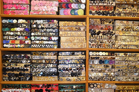 assorted button lot, buttons, accessories, knobs, design, set, fashion, sewing, thread, equipment, symbol, textile, tailor, clothing, needlework, tool, craft, creative, emblem, industry, hobby, dressmaking, stitch, designer, garment, handmade, tailoring, shop, needlecraft, handicraft, seamstress, choice, variation, large group of objects, abundance, shelf, retail, for sale, order, arrangement, store, indoors, full frame, multi colored, no people, sale, backgrounds, in a row, collection, container, shopping, retail display, consumerism, 4K