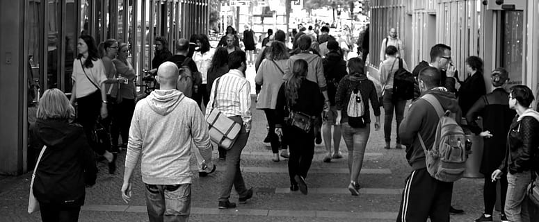 crowd, pedestrians, people, walking, black And White, urban Scene, large group of people, group of people, real people, men, women, city, adult, lifestyles, architecture, day, city life, leisure activity, street, building exterior, standing, outdoors, casual clothing, 4K