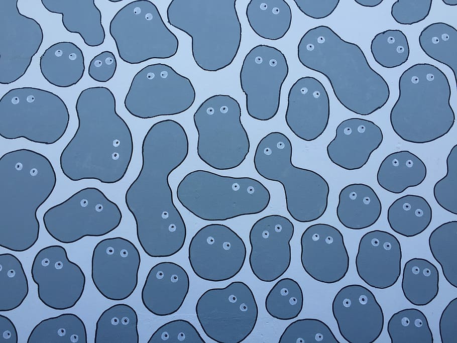 Il·lustració de cèl·lules blaves, microorganismes blaus, patró, ulls, art, blau, paret, marc complet, fons, cap gent, aigua, naturalesa, resum, a l'interior, tirar, forma geomètrica, humit, disseny, bellesa a la natura, forma, dia, vista d’angle alt, en fila, puresa, 2K