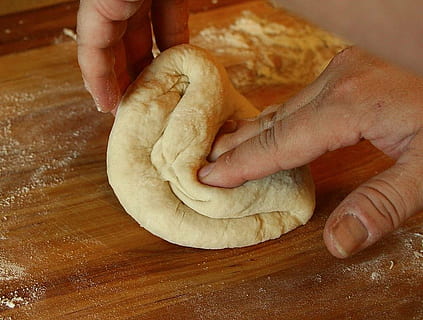 person kneading dough, dough, knead, hands, bake, ingredients, flour, bread, soft, form, human hand, food, hand, food and drink, preparation, human body part, one person, indoors, freshness, table, preparing food, real people, kneading, making, holding, kitchen, wood - material, finger, baked pastry item, pizza, , CC0, public domain, royalty free