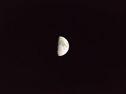 meia lua, lua, meia-lua, lua, astronomia, noite, copie o espaço, beleza na natureza, cena tranquila, espaço, céu, lua planetária, scenics - natureza, visão de baixo ângulo, natureza, tranquilidade, superfície da lua, ninguém, céu limpo, idílico, exploração espacial, ao ar livre, Sombrio, astrologia, espaço e astronomia, luar, 4K, CC0, domínio público, royalty free