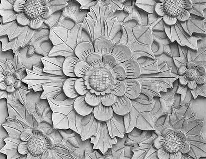grå, beton, blomster, skulpturelle, overflade, tæt på, fotografering, mønster, motiv, indretning, baggrunde, dekoration, abstrakt, blomst, udsmykkede, fuld ramme, Kunst og håndværk, ingen mennesker, kreativitet, håndværk, design, form, blomstermønster, geometrisk form, arkitektur, gentagelse, carving - håndværk produkt, indendørs, dag, direkte over, bygget struktur, loft, arkitektur og kunst, udskæring, 5K, CC0, offentligt domæne, royaltyfrie