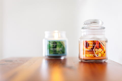 glass, table, fire, macro, candles, flame, jars, jar, container, indoors, glass - material, food and drink, no people, food, still life, copy space, selective focus, studio shot, mason jar, healthy eating, wellbeing, group of objects, choice, bottle, wood - material, freshness, airtight, 5K, CC0, public domain, royalty free