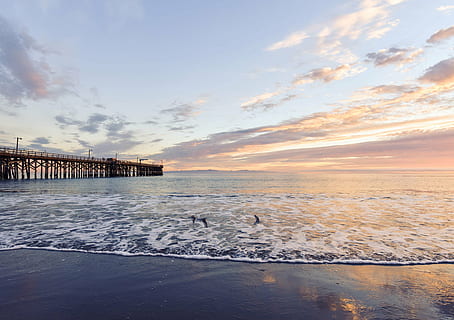 body of water, dock, bridge, surrounded, body, water, white, clouds, daytime, beach, sunset, pier, ocean, sea, shore, sand, sky, cloud - sky, scenics, tranquility, outdoors, built structure, tranquil scene, beauty in nature, scenics - nature, architecture, nature, no people, land, horizon, horizon over water, travel destinations, 4K