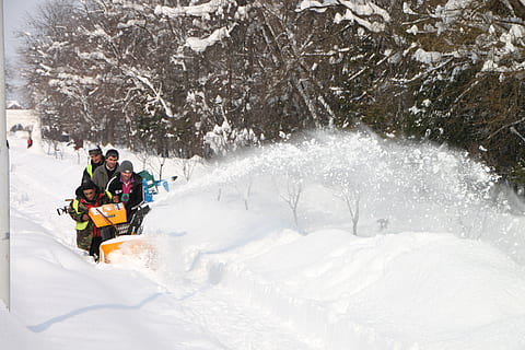 Schneefräse, Gebläse, Schnee, Werfer, Leitartikel, lustig, Winter, kalte Temperatur, Sport, Freizeitbeschäftigung, Bewegung, Männer, Wintersport, Urlaub, Baum, Urlaube, Ausflug, Natur, Tag, weiße Farbe, Menschen, Abenteuer, Kleidung, warme Kleidung, draußen, positive Emotionen, extremes Wetter, schneit, 4K, CC0, gemeinfrei, lizenzfrei