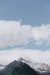 aerian, fotografie, de munte, Munte, alb, nori, nor, cer, vârf, natură, zăpadă, pustie, robust, teren, crestat, vară, nor - cer, scenice - natura, frumusețe în natură, temperatura rece, iarnă, o scenă liniștită, un munte acoperit de zăpadă, liniște, zi, nici o persoana, scenă non-urbană, mediu inconjurator, varf de munte, idilic, în aer liber, 5K, CC0, domeniu public, fără drepturi de autor