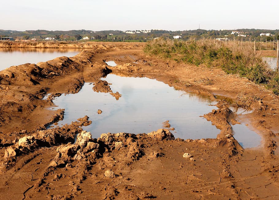 natureza, lama, caminho, caminho a pé, intransitável, bloqueio, parando, sujo, obstáculo, Parque Nacional, panorama, Desvio, fim da linha, agua, meio Ambiente, reflexão, terra, sujeira, dia, ninguém, céu, indústria, mar, ao ar livre, mineral, deserto, scenics - natureza, animal, poluição, clima, clima árido, lagoa, semi-árido, 4K