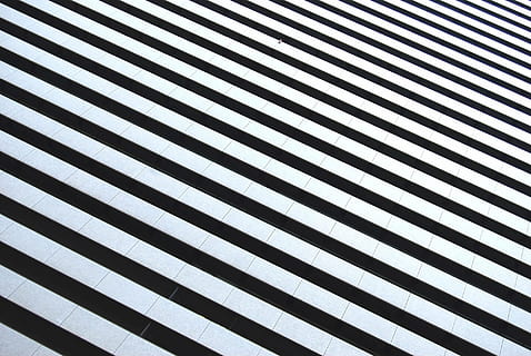white, black, building, photo, stripes, abstract, pattern, design, black and white, tiles, striped, backgrounds, textured, full frame, close-up, no people, steel, parallel, outdoors, repetition, in a row, day, architecture, wall - building feature, high angle view, metal, built structure, indoors, white color, security, 1080P, CC0, public domain, royalty free