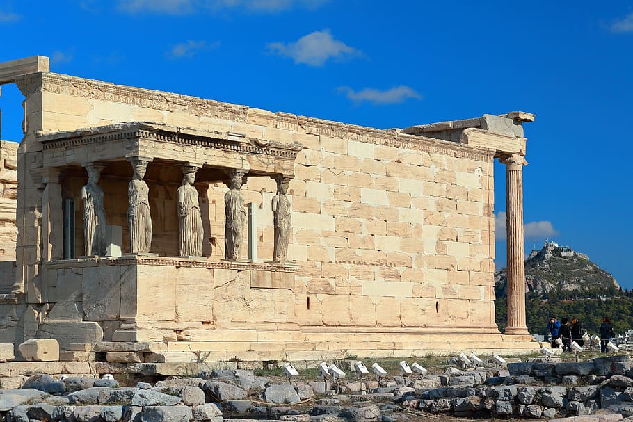 Grècia, athena, antic, acròpoli, a la venda, cultura, arquitectura, història, estructura construïda, el passat, exterior de l'edifici, destinacions de viatge, viatjar, antiga ruïna, turisme, sòlid, civilització antiga, arqueologia, columna arquitectònica, naturalesa, cel, blau, material de pedra, memorial, dia, a l'aire lliure, història antiga, 5K