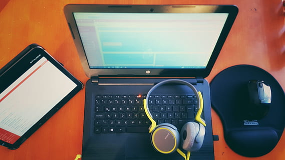 black, laptop computer, wireless, mouse, tablet computer, yellow, headphones, top, brown, wooden, furniture, pc, notebook, work, relax, web, seo, wordpress, responsive, technology, computer, communication, wireless technology, connection, table, computer equipment, desktop pc, computer monitor, internet, desk, indoors, laptop, computer network, no people, portable information device, computer keyboard, smart phone, screen, keyboard, e-learning, 5K, CC0, public domain, royalty free