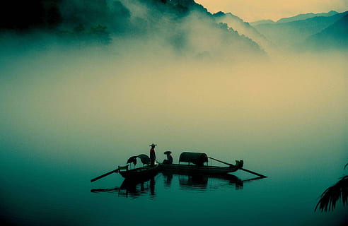 zwei, Personen, Reiten, Boote, Silhouette, Menschen, hölzern, Paddelboote, nebelig, See, Natur, Wasser, Himmel, draußen, keine Leute, die Architektur, Tag, Transport, Wasserfahrzeug, Schönheit in der Natur, echte Menschen, Szenen - Natur, Transportmittel, Nebel, Männer, Ruhe, ruhige Szene, Meer, Ufergegend, wolke - himmel, Lebensstile, 5K, CC0, gemeinfrei, lizenzfrei