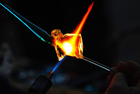 glassblowing, industry, fire - Natural Phenomenon, flame, burning, heat - Temperature, close-up, glowing, igniting, metal industry, manufacturing, foundry, fire, holding, human body part, human hand, hand, nature, focus on foreground, people, body part, real people, men, motion, smoke - physical structure, finger, 4K, CC0, public domain, royalty free