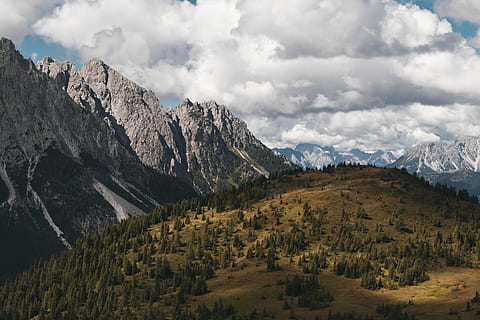 pták, Foto pohled, šedá, skalní hory, zelená, kadeř, během dne, letecký, Pohled, stromy, hora, mrak, strom, les, sníh, vrchol, summitu, Itálie, nebe, mohl, krajina, mrak - nebe, krása v přírodě, životní prostředí, pohoří, scenics - příroda, Příroda, rostlina, nikdo, přistát, klidné scény, klid, mimoměstské scény, jehličnatého stromu, borovice, venku, horský vrchol, borové lesy, zasněžené hory, 5K, CC0, veřejná doména, bez autorských práv