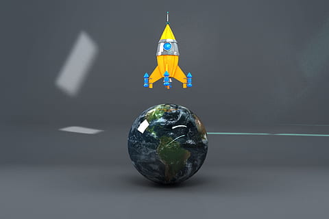 roket, model 3D, 3d, bola, tembakan studio, dalam ruangan, globe - objek buatan manusia, tidak ada orang, bentuk, alam, planet - luar angkasa, objek tunggal, planet bumi, latar belakang hitam, menyalin ruang, kreativitas, refleksi, ruang, kelereng, kerentanan, berkilau, tiga dimensi, komposit digital, 1080P, CC0, domain publik, bebas royalti