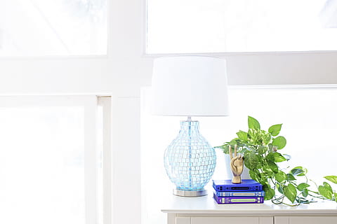 white, table lamp, sideboard, plant, books, apartment, architecture, clean, contemporary, decor, decoration, furniture, house, indoors, inside, interior, interior design, lamp, leaves, room, space, vase, wall, window, domestic room, no people, nature, day, container, bottle, food, home interior, copy space, simplicity, home, food and drink, white color, shelf, domestic life, lifestyles, still life, herb, 5K, CC0, public domain, royalty free