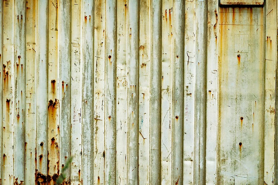 Container, Wand, Metall, Wellen, Textur, Rost, Vollbild, Hintergründe, texturiert, Holz - Material, keine Leute, verwittert, Muster, Nahansicht, Zaun, Tag, alt, Grenze, Barriere, Wandbau - Funktion, Sicherheit, beschädigt, Brett, Rau, Schutz, schlechter Zustand, draußen, schmutzig, Eisen, Verschlechterung, Holzmaserung, 2K