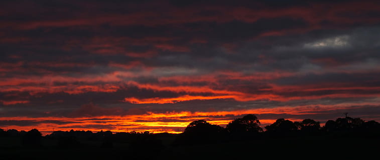 solnedgang, ild, i, det, himmel, træer, landskab, natur, sol, aften, silhuet, sollys, udendørs, orange, horisont, sky - himmel, skønhed i naturen, scenics - natur, rolig scene, ro, ingen mennesker, dramatisk himmel, orange farve, miljø, overskyet, idyllisk, cloudscape, storm, ikke-urbane scene, mørk, romantisk himmel, ildevarslende, 4K, CC0, offentligt domæne, royaltyfrie