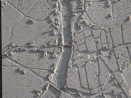 Bas Relief, Relief, Map, Floorplan, River, Roads, map, bassano, city, full frame, backgrounds, abstract, textured, no people, pattern, day, high angle view, nature, close-up, architecture, outdoors, sunlight, built structure, land, tire track, sand, history, old, metal, directly above, wall - building feature, ancient civilization, archaeology, 2K, CC0, public domain, royalty free